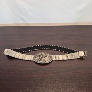 Vintage Elasticized Metal Belt with Western Style Buckle Retro Statement Piece